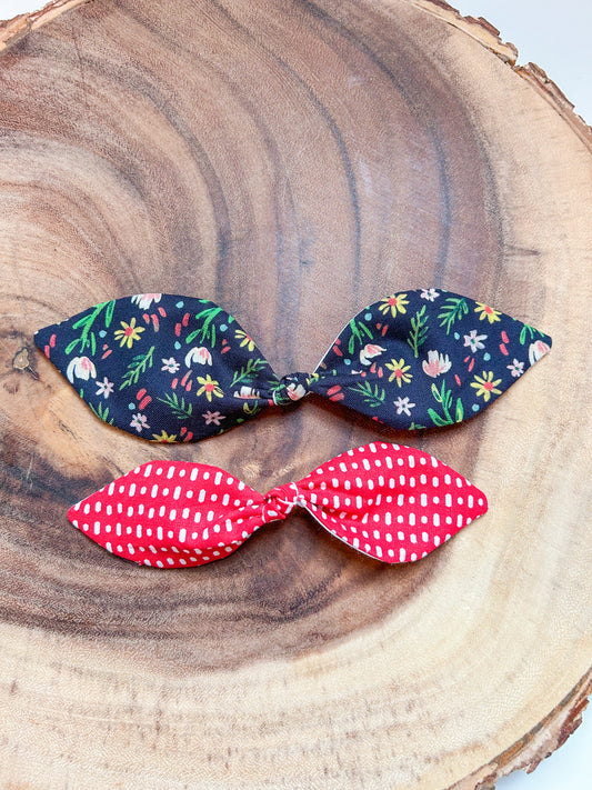 Black Floral Knot Bow