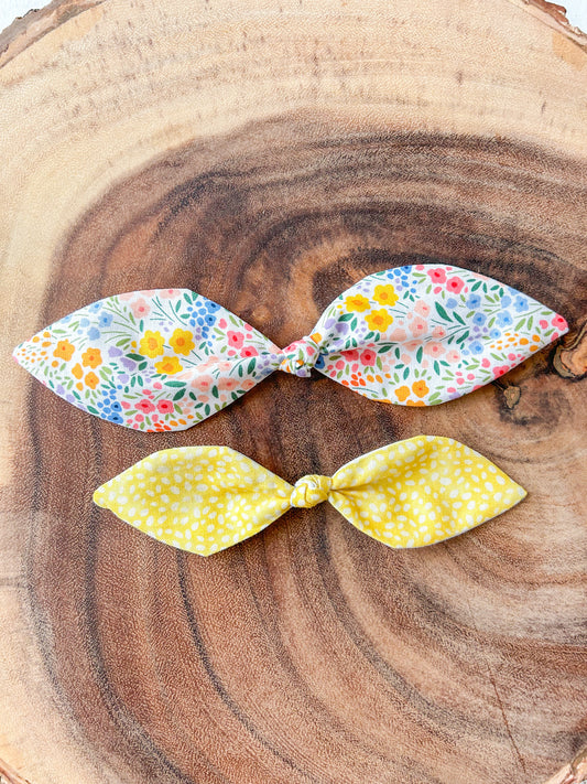 Yellow Floral Knot Bow