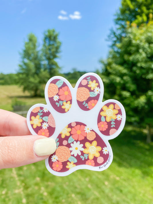 Floral Dog Paw Sticker